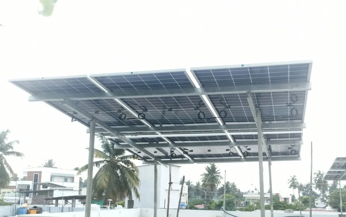 Commercial solar panels on project site