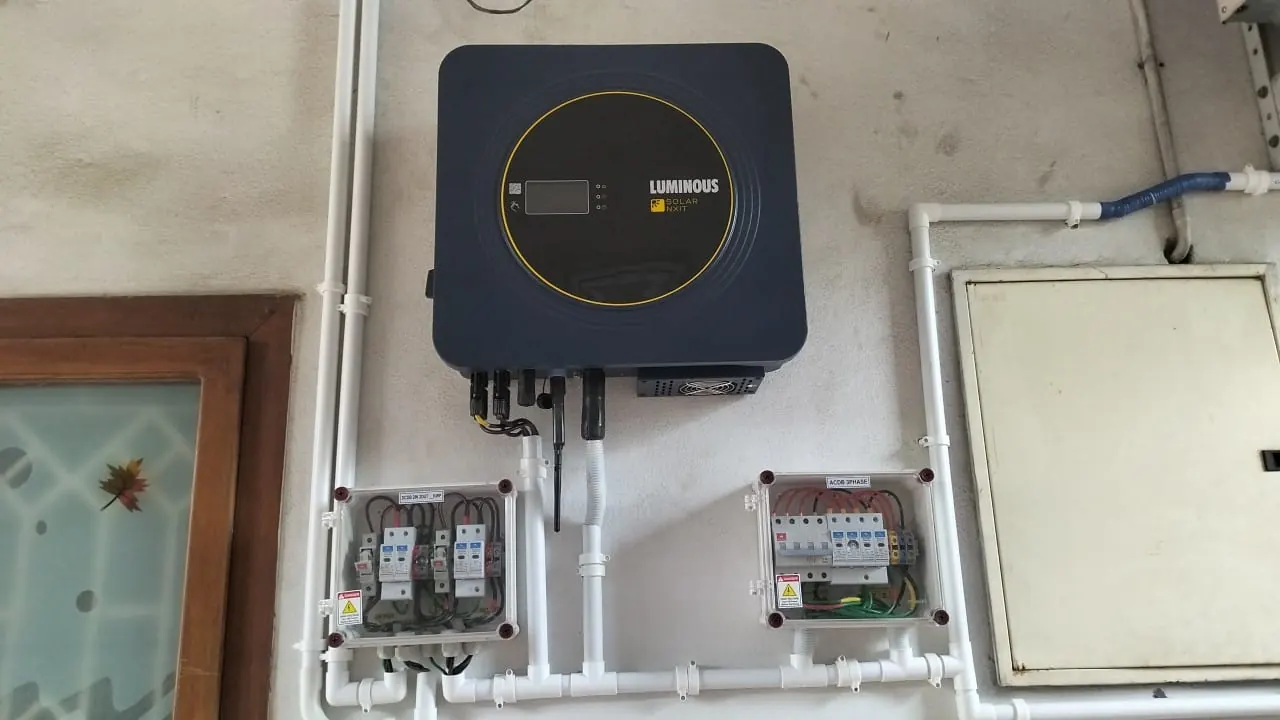 Luminous solar inverter installation by VMAX Energy