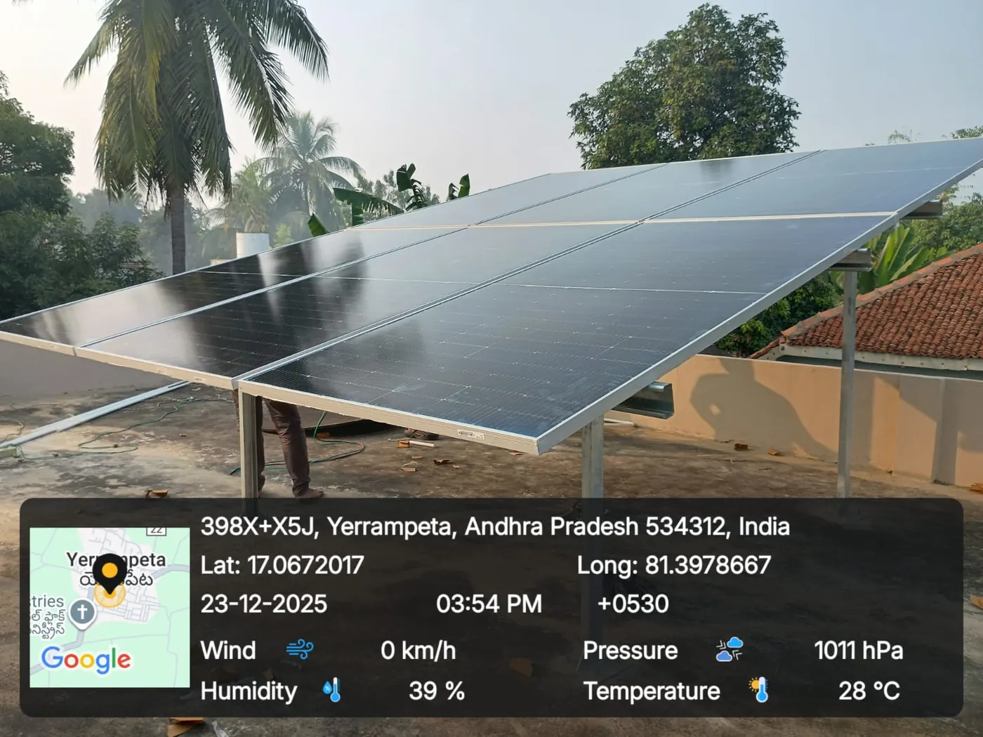 Solar panel installation in Andhra Pradesh with rooftop structure